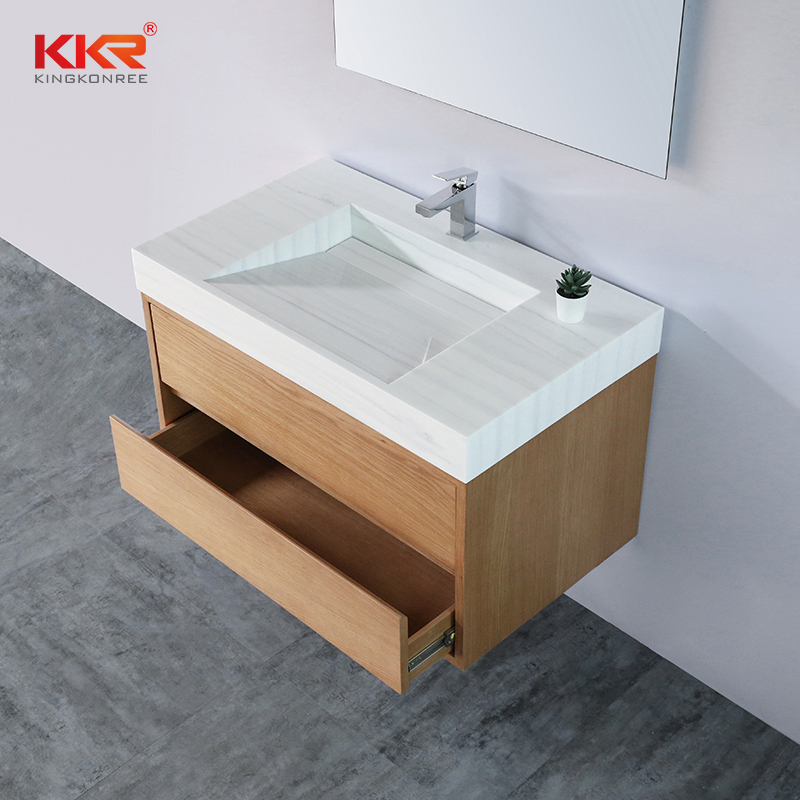 Marble Sink Wall Hang Wooden Vein Bathroom Vanity Cabinet KKR-CAB002