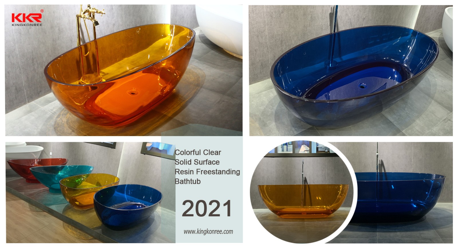 Many colors of composite bathtubs to select