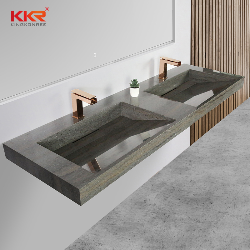Hot Sales Artificial Stone Marble-looking Solid Surface Bathroom Wall-hung Basin KKR-M8873