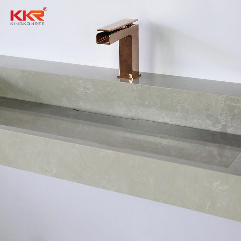Marble-looking Stone Sink Bathroom Wall-hung Basin Solid Surface Wash Hand Basins Bathroom Cabinet Vanity Sink KKR-M8861