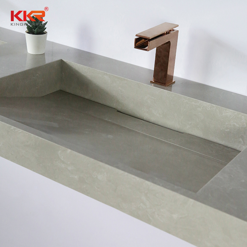 Dark Concrete Color Stone Sink Solid Surface Stone Basin Bathroom Wall-hung Sink KKR-M8861