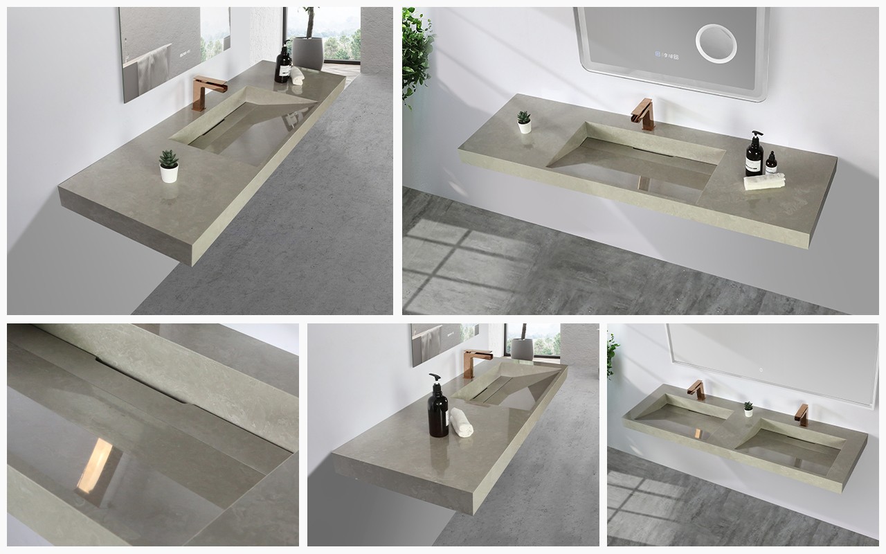 small square wall hung basin sink for bathroom-4