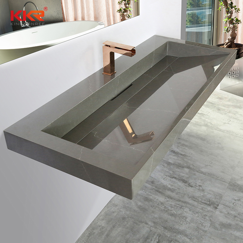 KKR Customized Acrylic Solid Surface Wash Basin Stone Bathroom Wall Hang Marble Color Wash Basins Sinks KKR-M072
