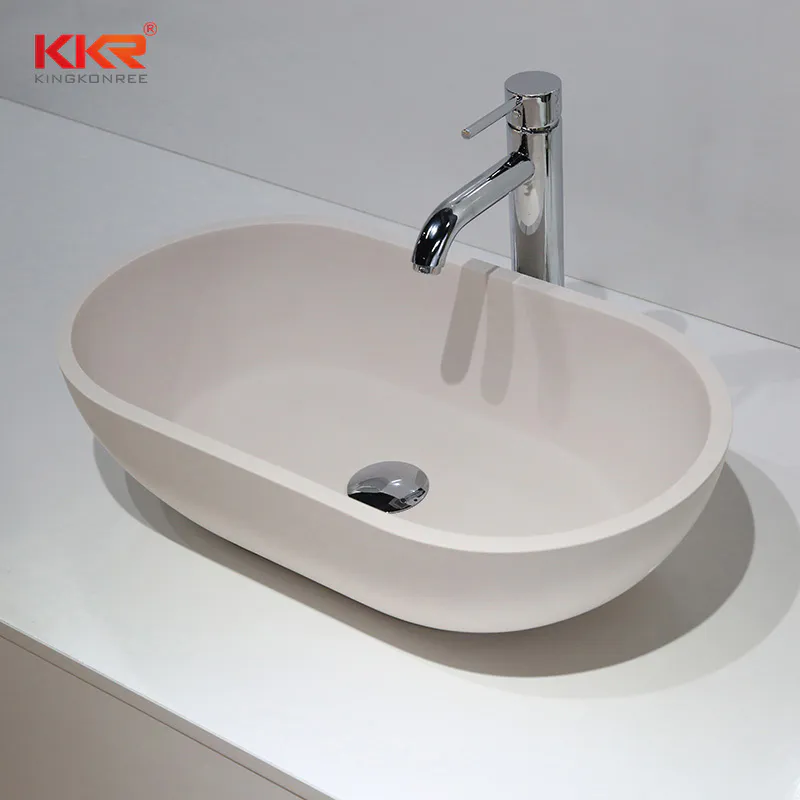 KKR Colorful Oval Shapte Design Above Countertop Bathroom Basin Solid Surface Stone Wash Basin KKR-1312