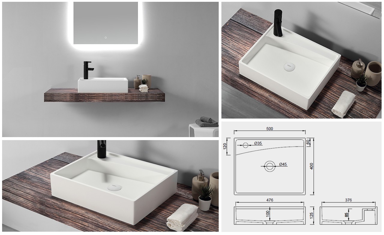 durable square above counter bathroom sink design for restaurant