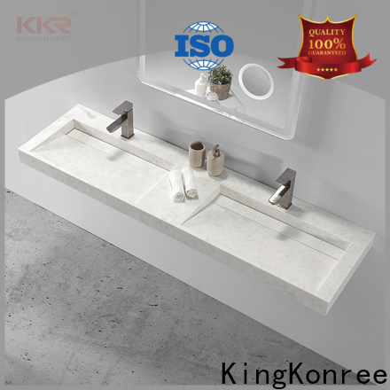 brown concrete wall hung basin design for bathroom