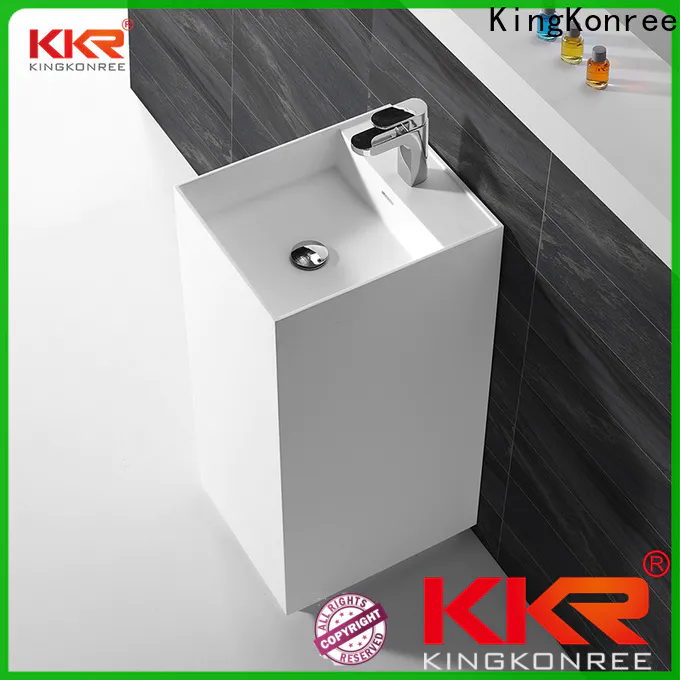 KingKonree resin stand alone bathroom sink customized for motel
