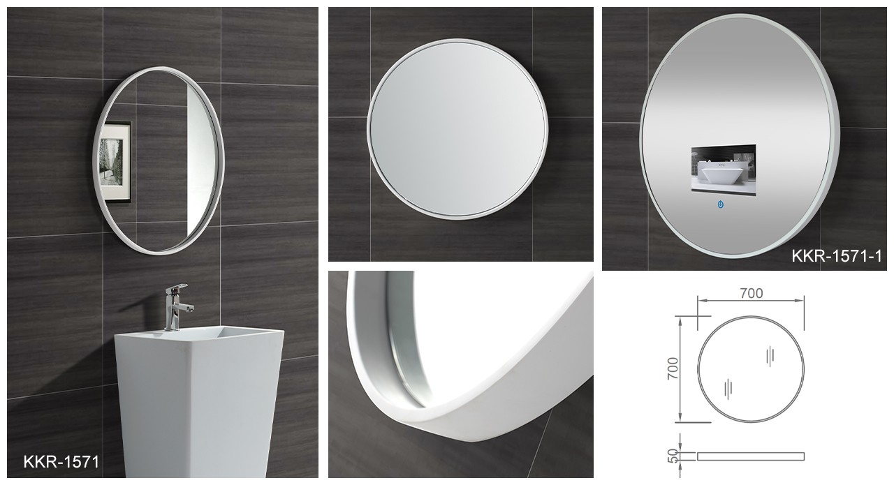 KingKonree handled led mirror customized design for toilet