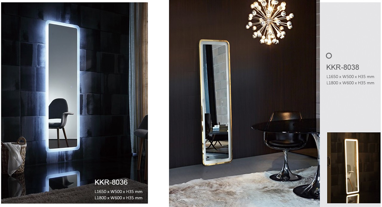 KingKonree concrete led mirror circl customized design for bathroom-1