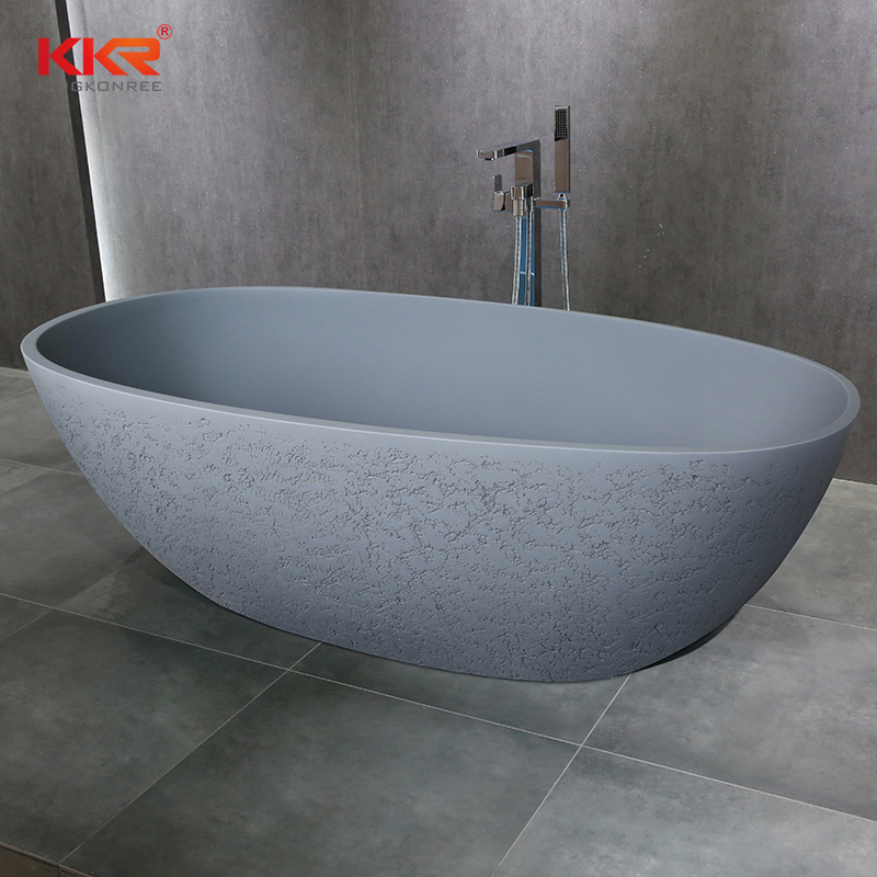 Artificial Stone Small Corner Bathtub 1000mm Freestanding Bath Tubs KKR-B003
