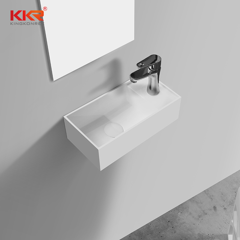 White Bathroom Resin Stone Wall Hung Basin For Sale KKR-1108