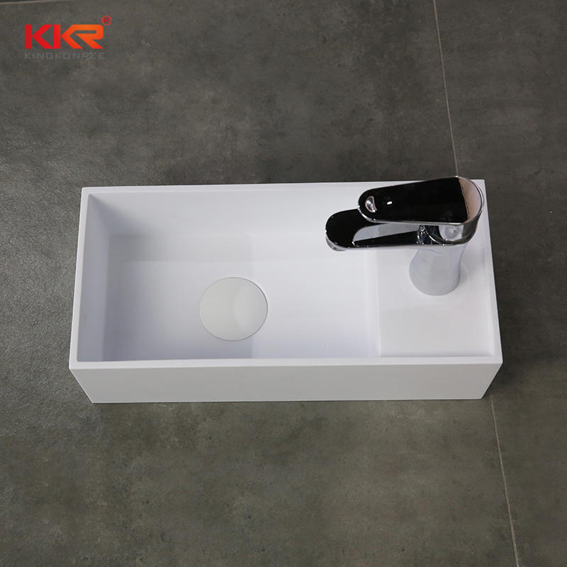 White Bathroom Resin Stone Wall Hung Basin For Sale KKR-1108