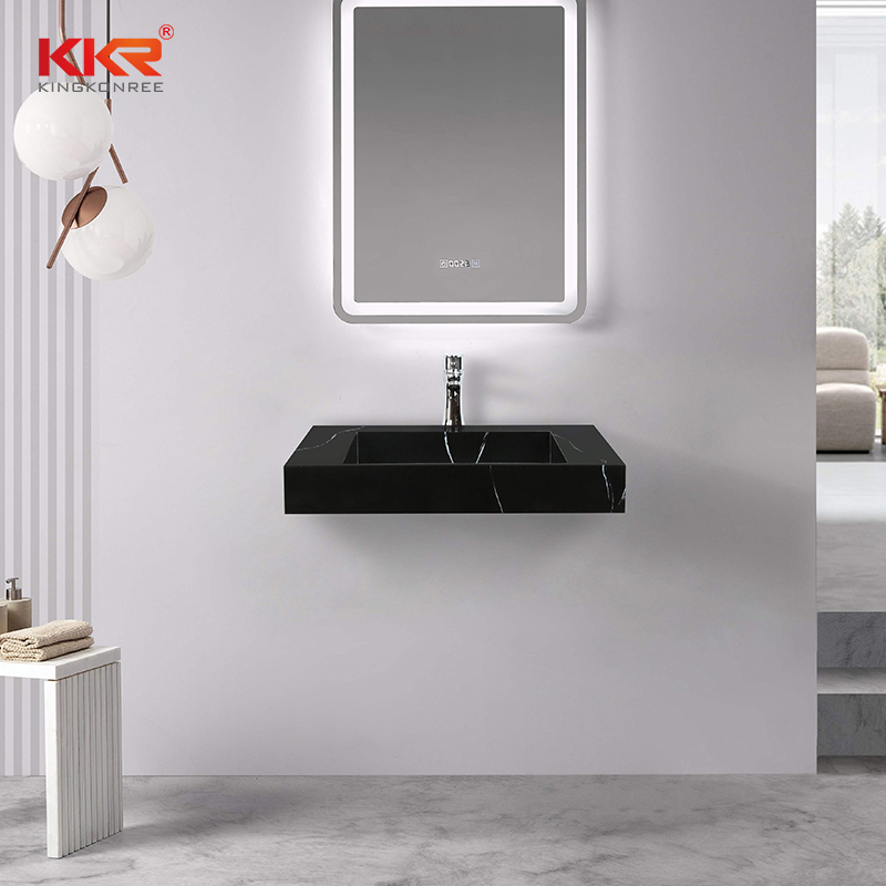 KKR Balck Marble Pattern Wash Basin Wall Hung Bathroom Basins Bathroom Sink KKR-M8858-B