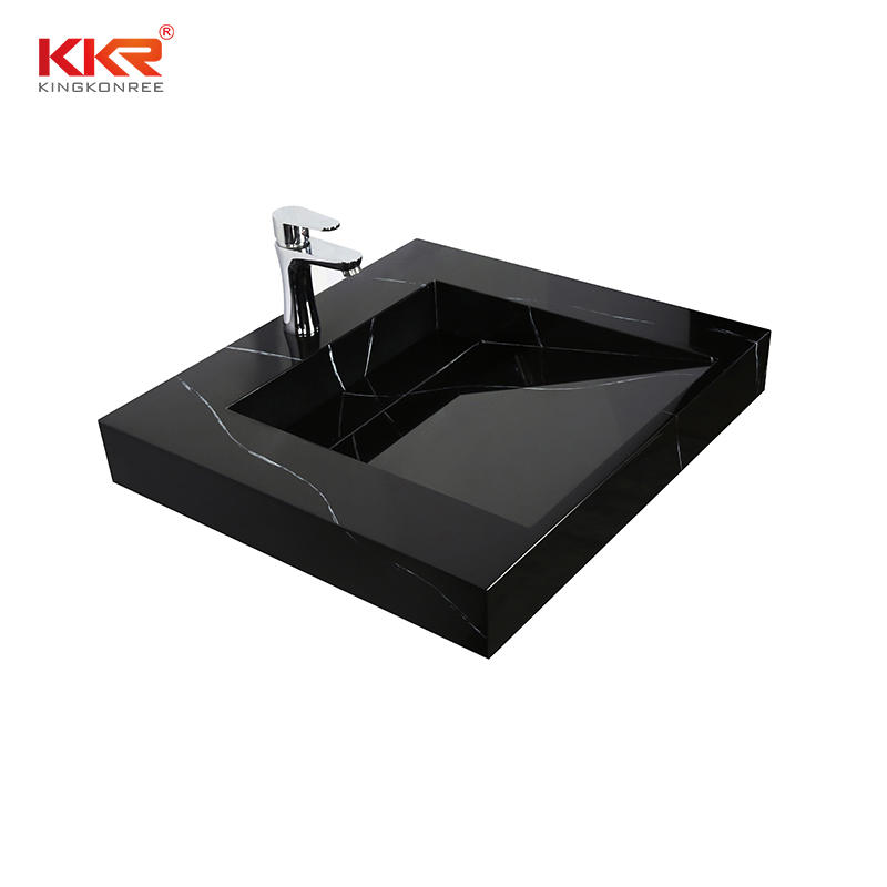 KKR Marble Pattern Wash Basin Modified Acrylic Solid Surface Wall Hung Bathroom Basins Bathroom Sink KKR-USVS-24-M8858-B