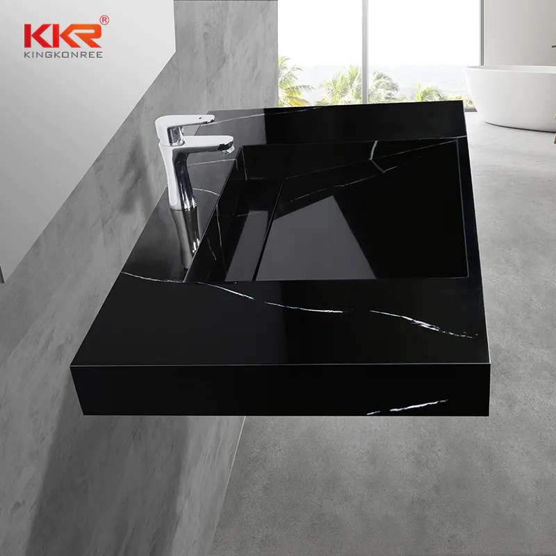 Simple Fashionable Black Solid Surface Acrylic Sink Basin Countertop Bathroom Art Basin KKR-USVS-36 - 8858