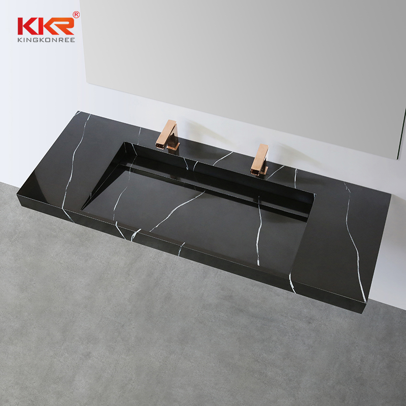 Kingkonree Artificial Stone Black Bathroom Sink Vanity Basin KKR-USVS-60 - 8858