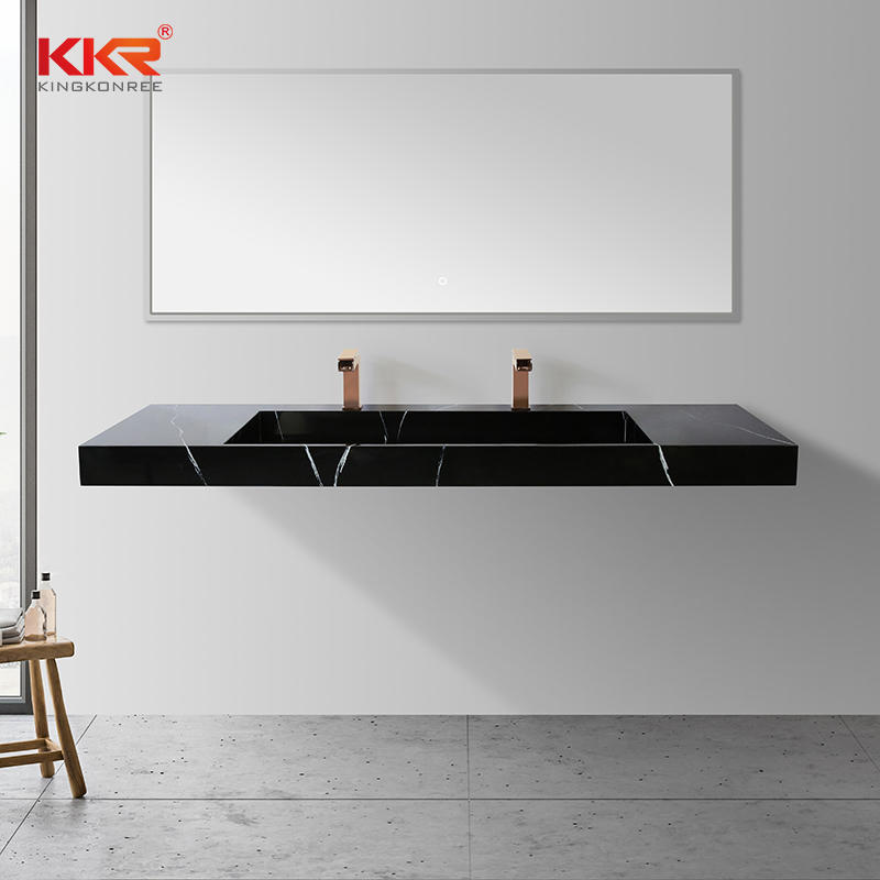 Kingkonree Artificial Stone Black Bathroom Wash Basin KKR-USVS-60 - 8858