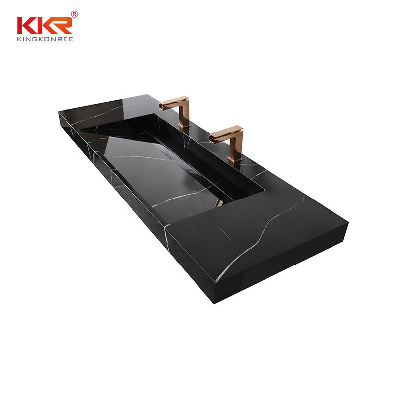Kingkonree Artificial Stone Black Bathroom Wash Basin KKR-USVS-60 - 8858