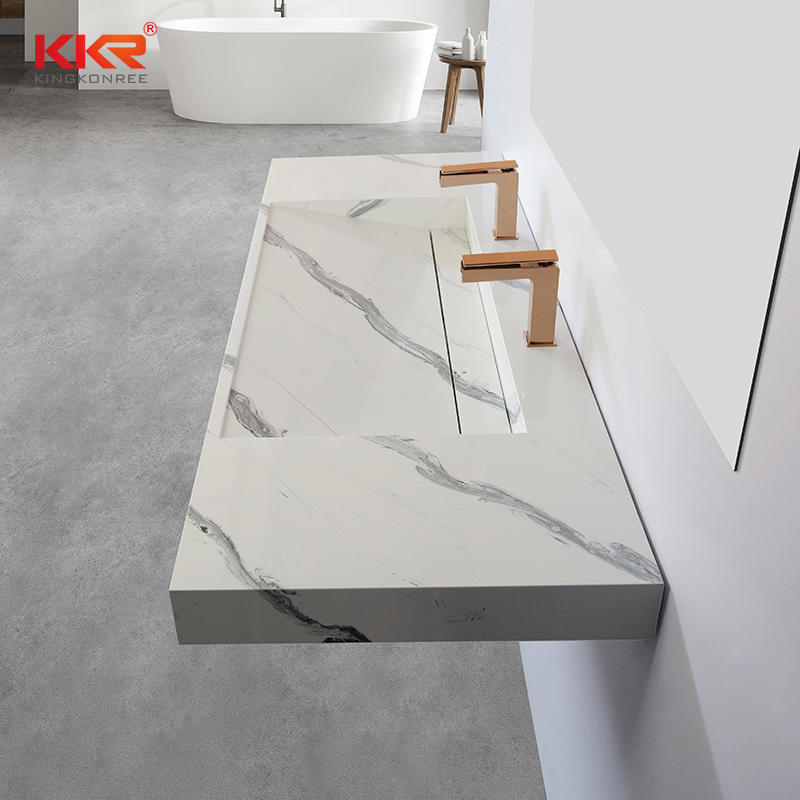 Solid Surface Integrated Bathroom Sink Rectangular Trough Stone Sink KKR-USVS-60-8819
