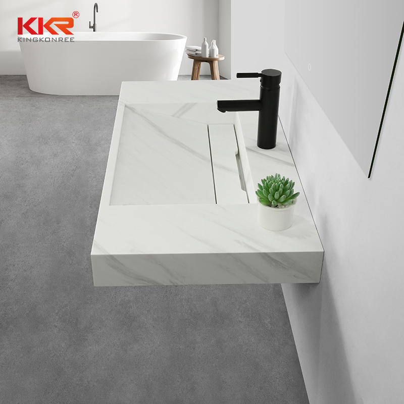 Solid Surface Wall Hung Basin Acrylic Stone Marble Wall Amount Sink Artifical Stone Basin M8868-900