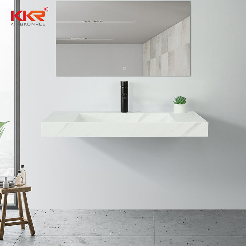 Solid Surface Wall Hung Basin Acrylic Stone Marble Wall Amount Sink Artifical Stone Basin M8868-900