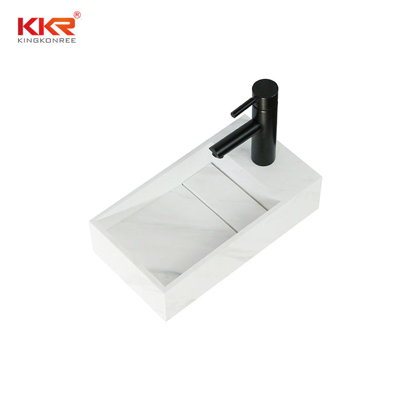 Acrylic Solid Surface resin stone Wall Hung Mounted Hand Wash Sink Wall Basin For Project KKR-1106