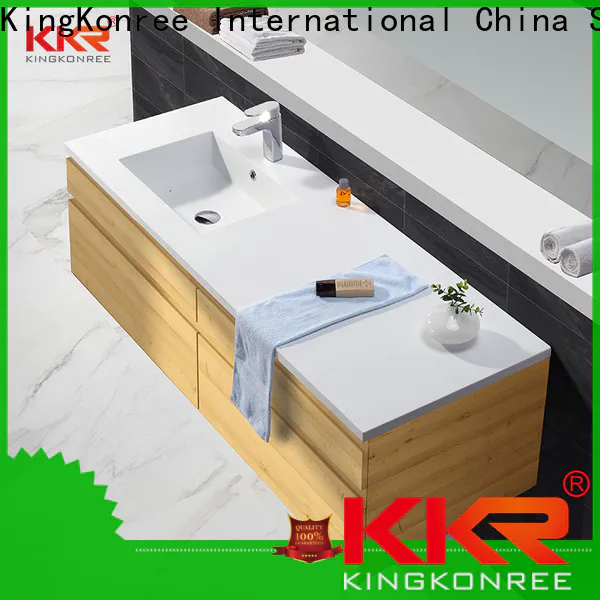 Artificial Stone Acrylic Marble Solid Surface Cabinet Basin With Vanity KKR-1552