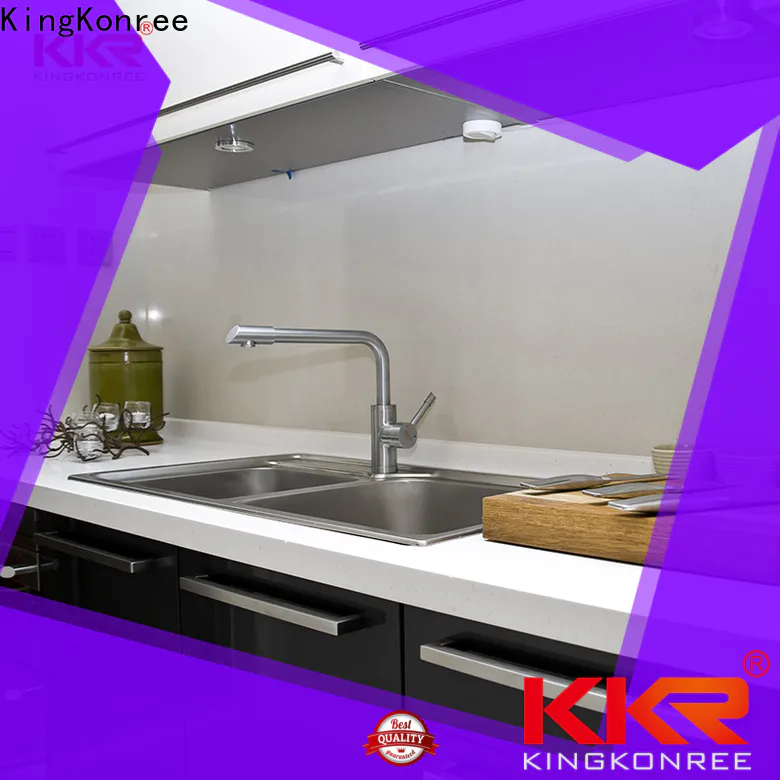 KingKonree elegant white quartz solid laminate worktop factory price for restaurant