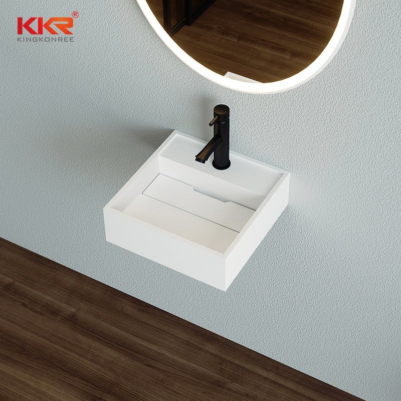 KKR White Matt Bathroom Face Washing Basin Vanity Sink Solid Surface Basin KKR-1117