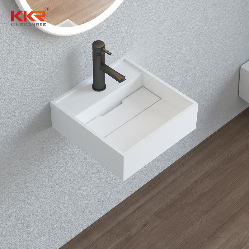 KKR White Matt Bathroom Face Washing Basin Vanity Sink Solid Surface Basin KKR-1117