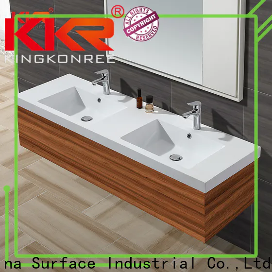 KingKonree solid surface ctm basin cabinets design for hotel