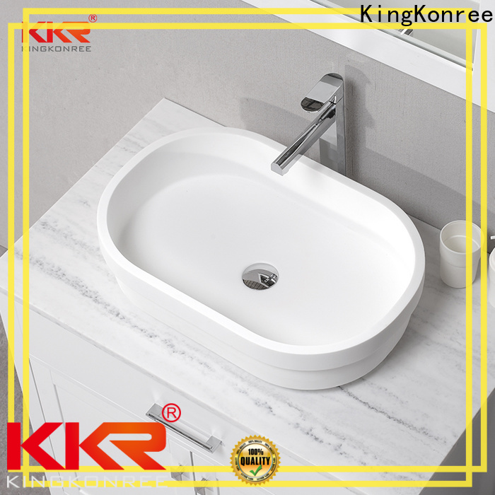 KingKonree white above counter bathroom sink vanity supplier for restaurant