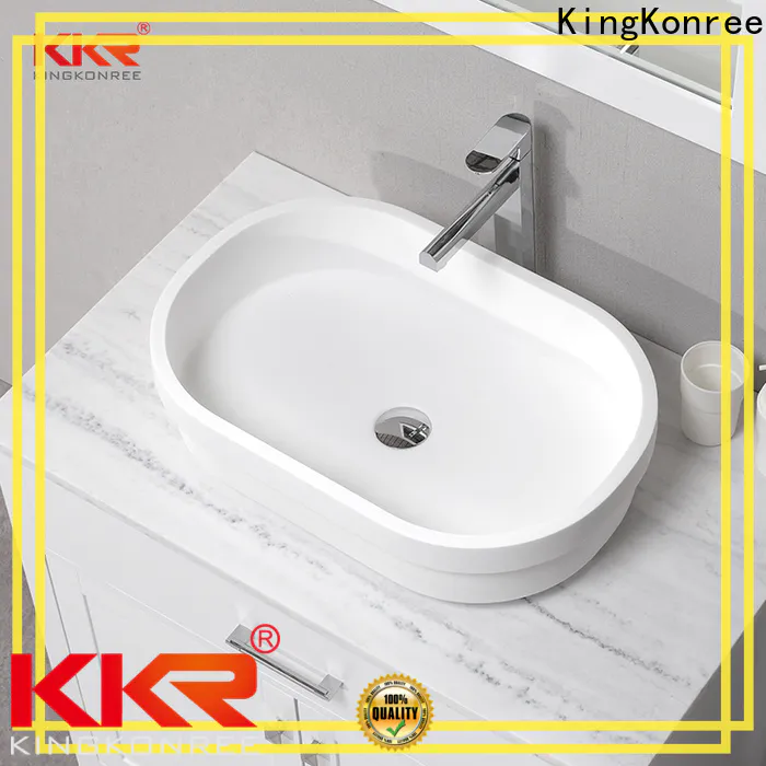 KingKonree white above counter bathroom sink vanity supplier for restaurant