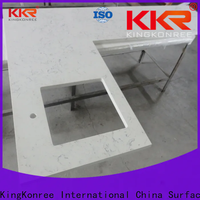 KingKonree square white quartz solid laminate worktop personalized for kitchen