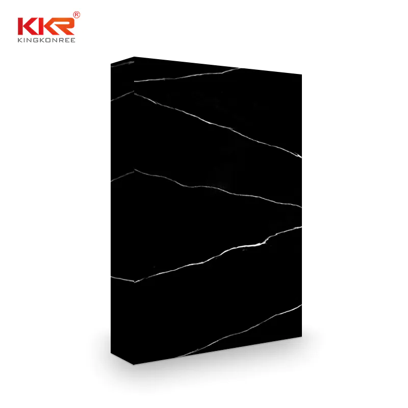 KKR Black Marble Pattern Acrylic Solid Surface Sheet Resin Stone Slab Sheet For Countertop KKR-M8858-B