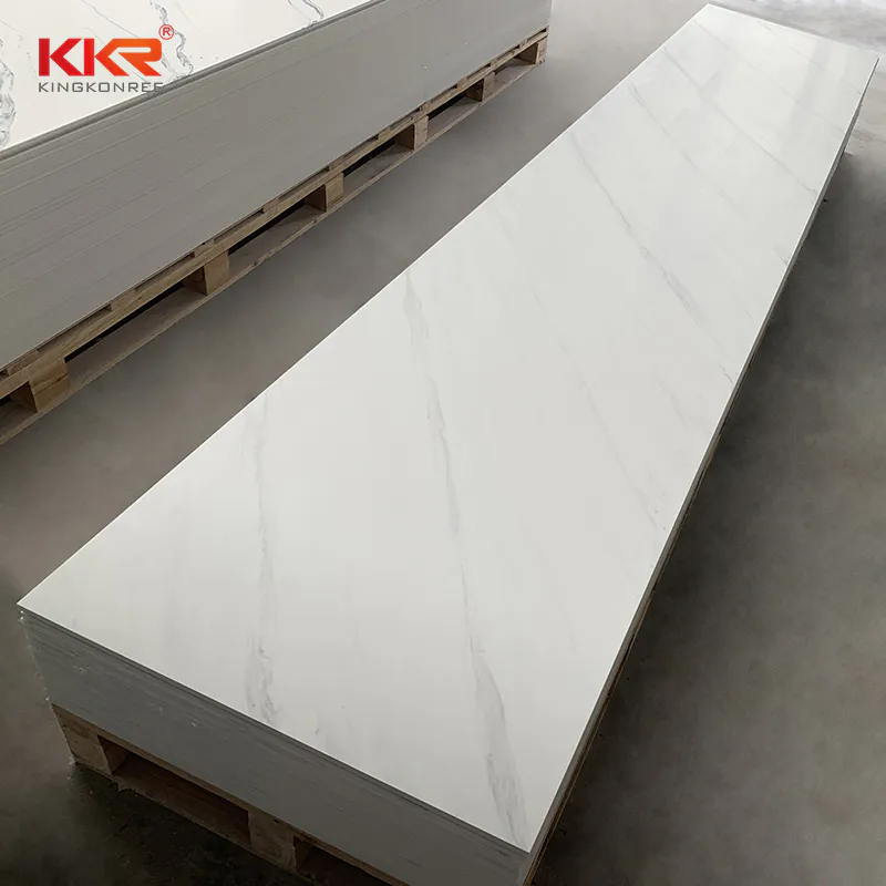 KKR Marble Acrylic Solid Surface Sheet White Marble Pattern Slabs For Kitchen Tops