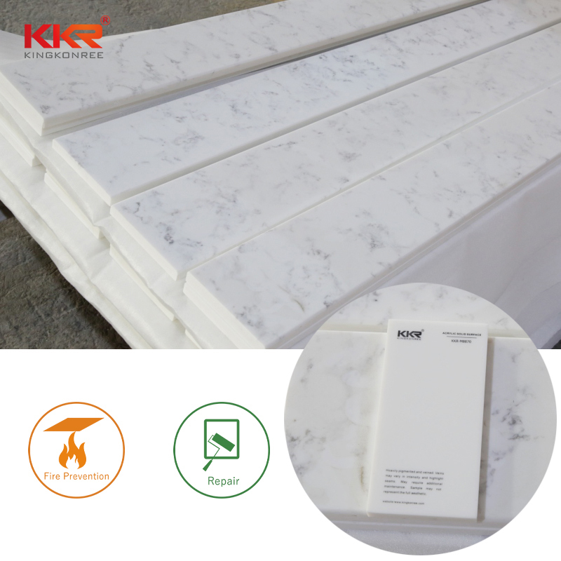 Solid Surface Building Material Artificial Stone Slabs White Marble Solid Surface Acrylic Bathroom Wall Panels KKR-M8870