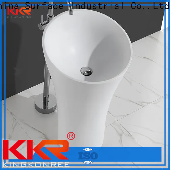KingKonree white freestanding pedestal basin factory price for home