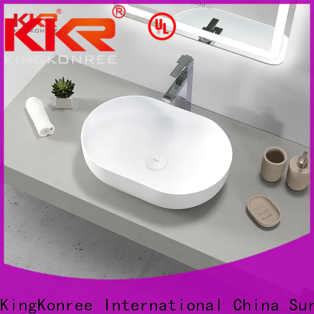 KingKonree white above counter bathroom sink bowls cheap sample for hotel