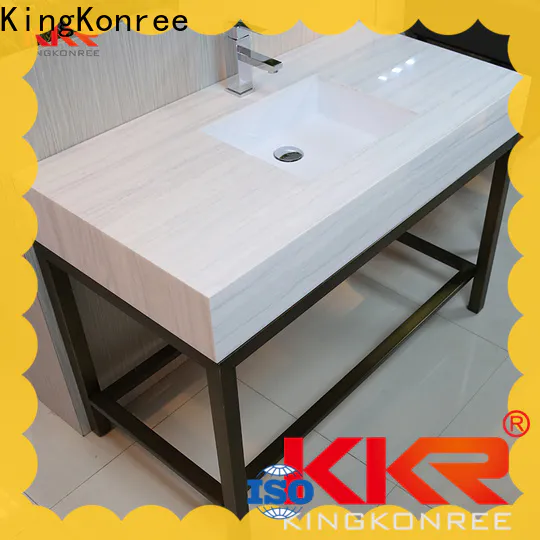 KingKonree artificial white quartz vanity top manufacturer for bathroom
