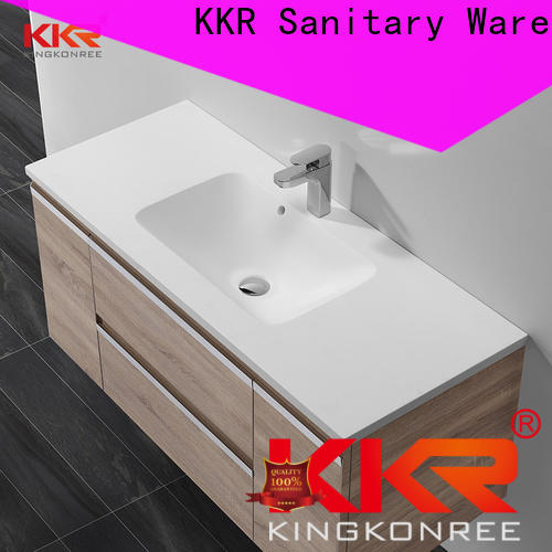 KingKonree solid surface pedestal basin with storage design for motel