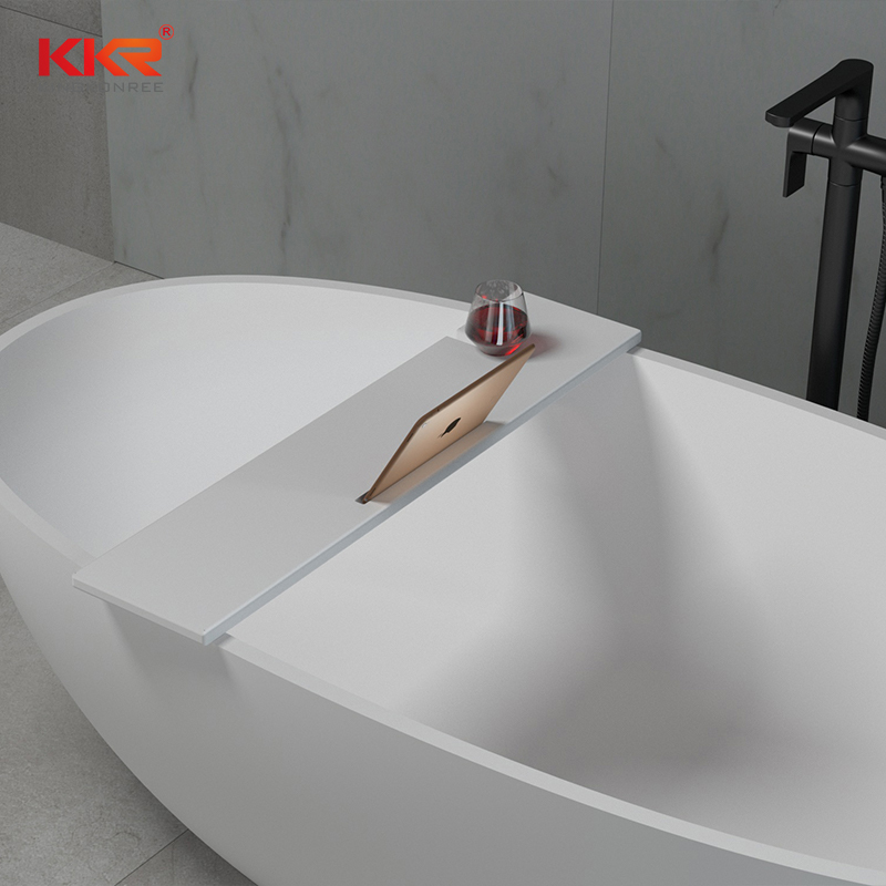 Artificial Acrylic Stone Extendable Bath Tray With Book/Wine Holder