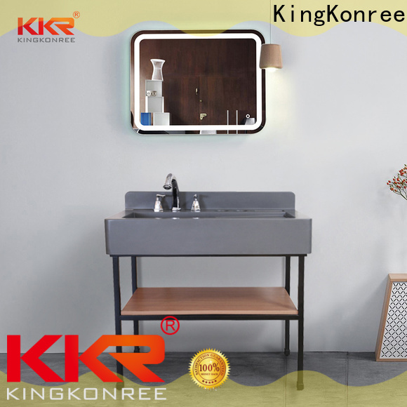 KingKonree quartz stone double sink vanity countertop latest design for home