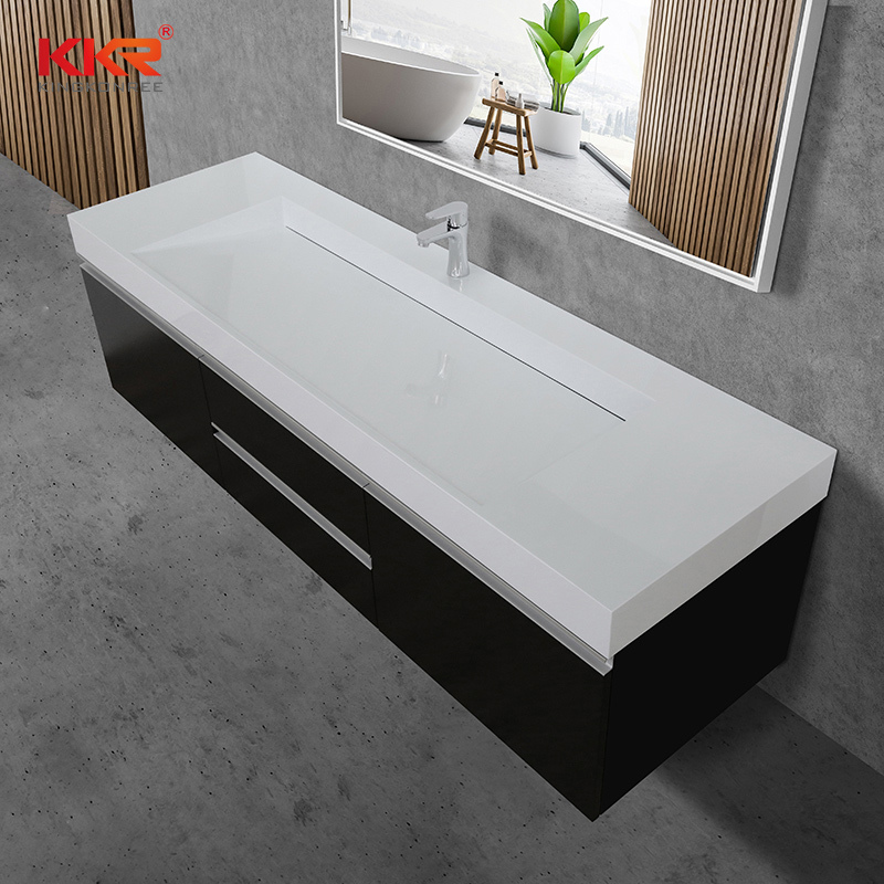 Solid Surface Stone Basin Bathroom Vanity Cabinet