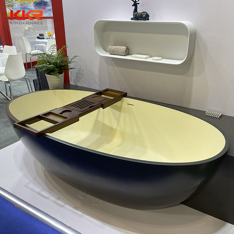 Hot Sale Matt Black Solid Surface Bathtub Resin Stone Freestanding Bath Tub
