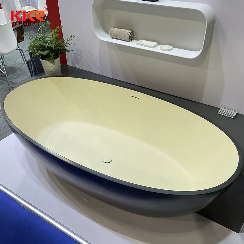 Hot Sale Matt Black Solid Surface Bathtub Resin Stone Freestanding Bath Tub