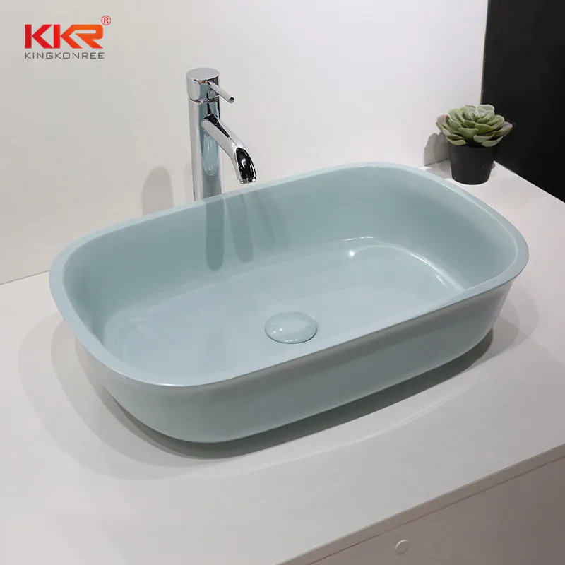 Soft Green Solid Surface Vessel Basin