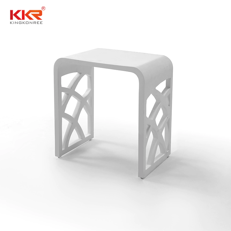 White Marble Acrylic Solid Surface Bathroom Stool 
