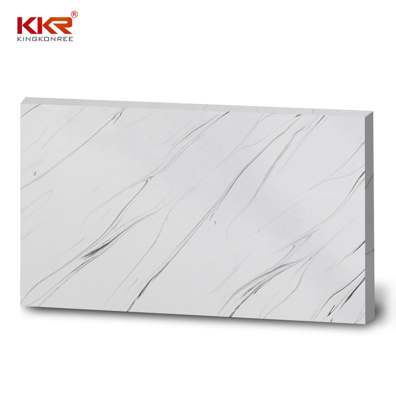 KKR industrial artificial gold marble finish veneer sheets corians glacier white marble sheet