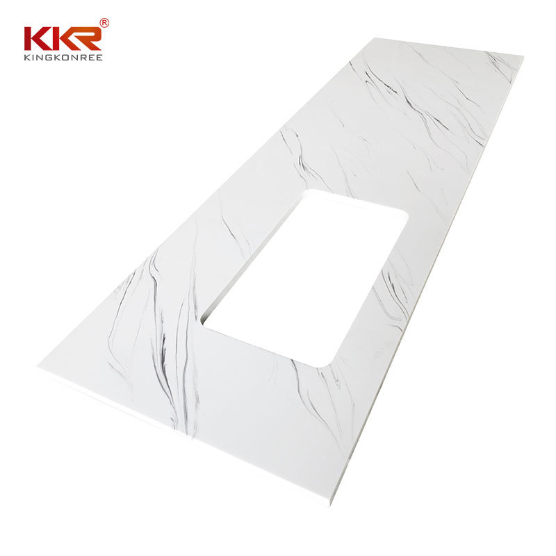 KKR industrial artificial gold marble finish veneer sheets corians glacier white marble sheet